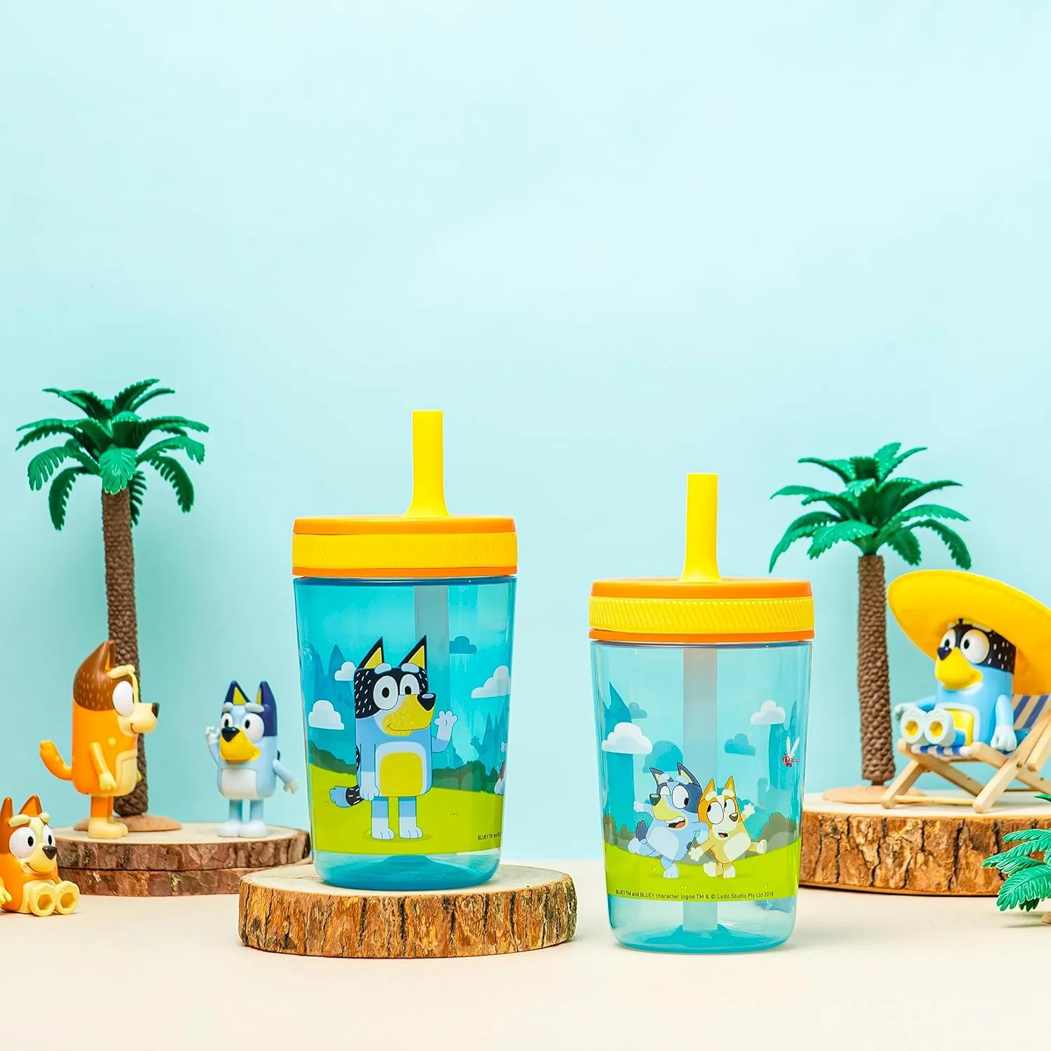 Zak Designs 15oz Bluey Kelso Tumbler Set, Leak-Proof Screw-On Lid with Straw Made of Durable Plastic and Silicone, Perfect Bundle for Kids, 2 Count (Pack of 1)