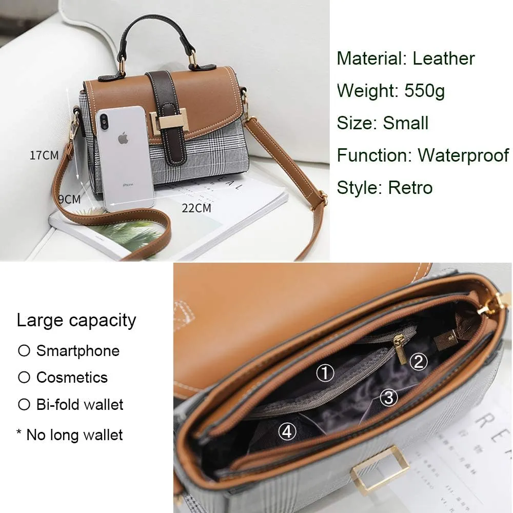 zhongningyifeng Crossbody Purse for Women Shoulder Bag PU Leather Waterproof Retro Fashion Handbag Small