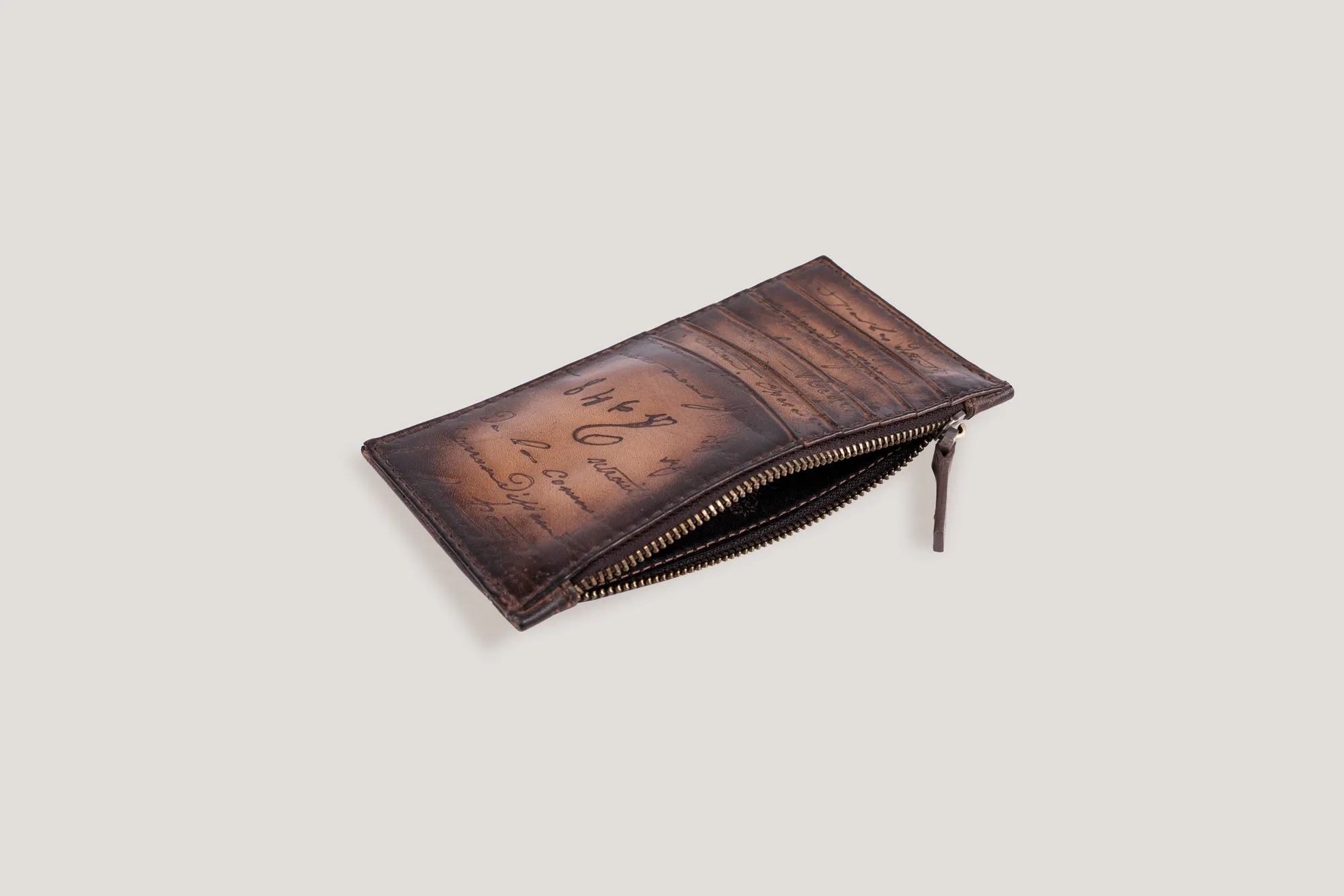 Zipper Card Holder Java Brown