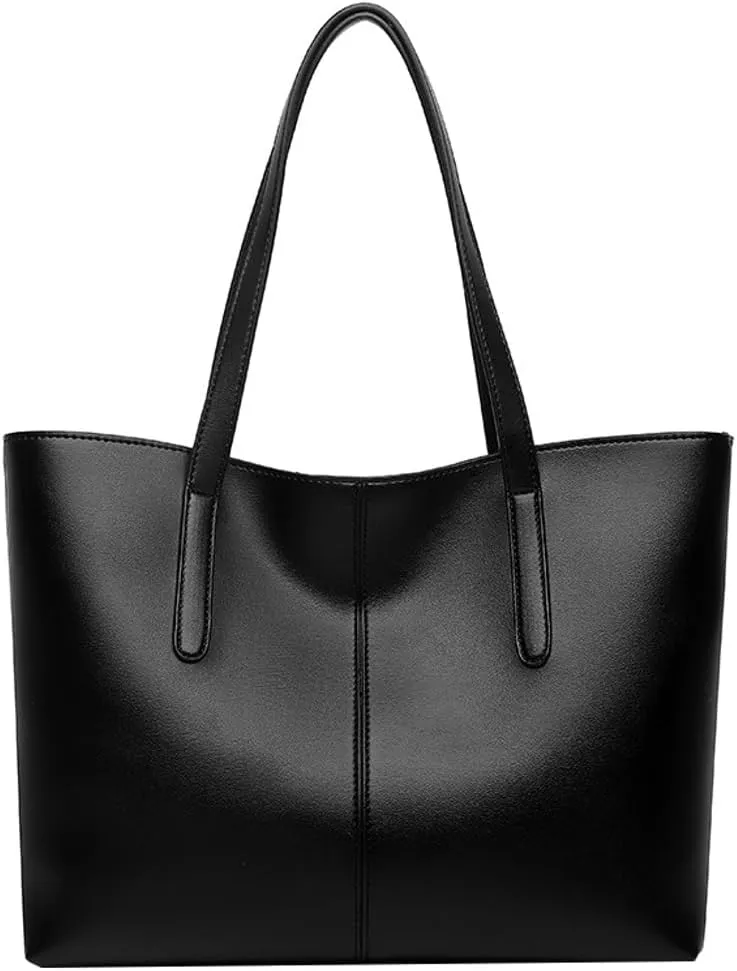 Zipper Tote Bag PU Leather Shoulder Purse for Women Large Casual Handbag Work Dating College