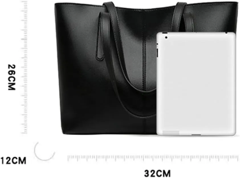 Zipper Tote Bag PU Leather Shoulder Purse for Women Large Casual Handbag Work Dating College