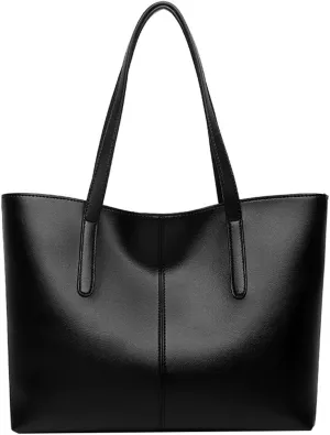 Zipper Tote Bag PU Leather Shoulder Purse for Women Large Casual Handbag Work Dating College