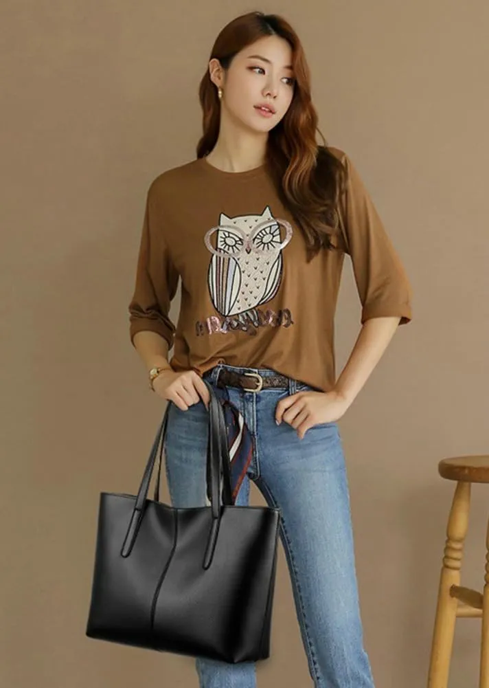 Zipper Tote Bag PU Leather Shoulder Purse for Women Large Casual Handbag Work Dating College