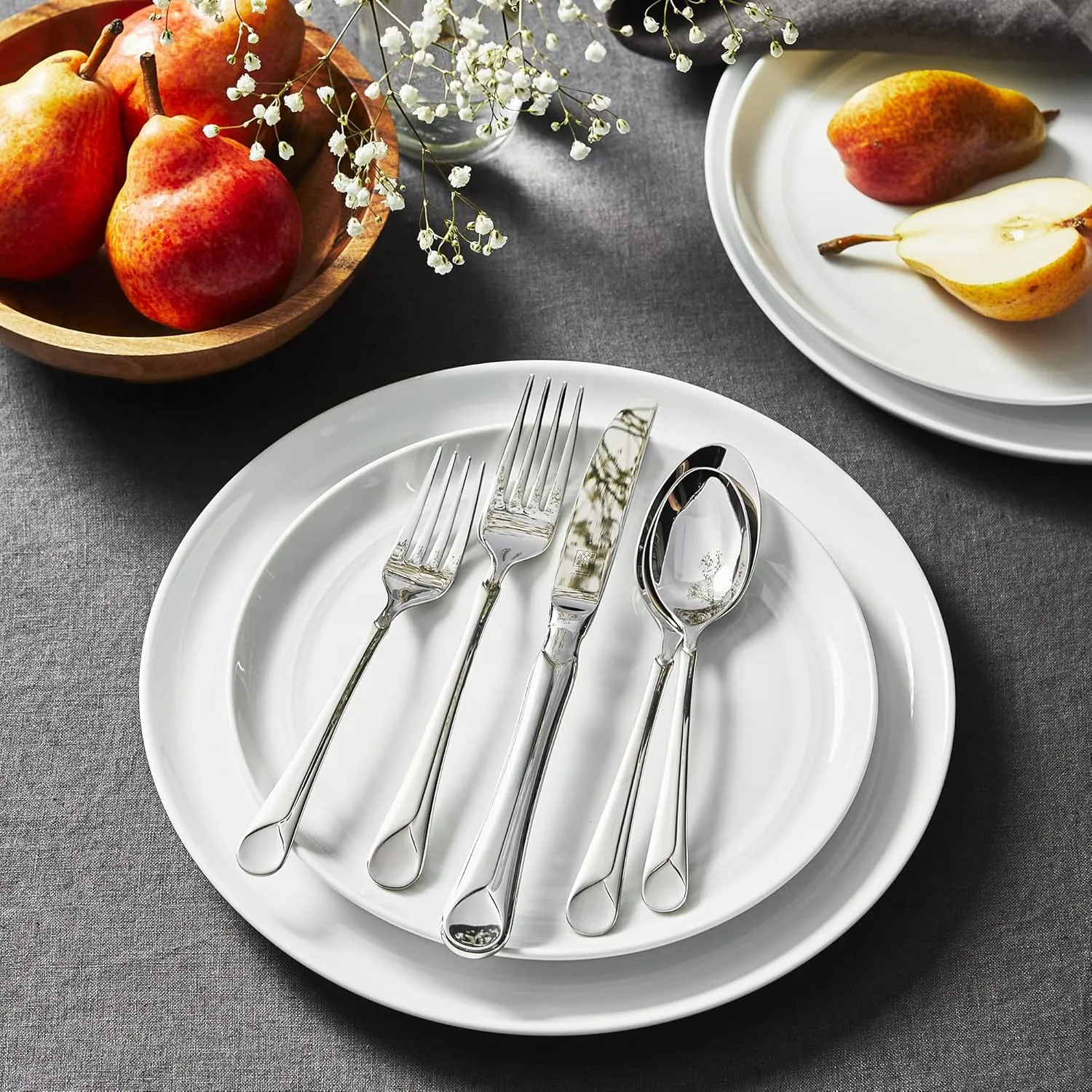 ZWILLING Provence 45-Piece Flatware Set, 18/10 Stainless Steel, Dual Mirror-Satin Finish, Service for 8, 5-piece placesetting plus 5 serving pieces