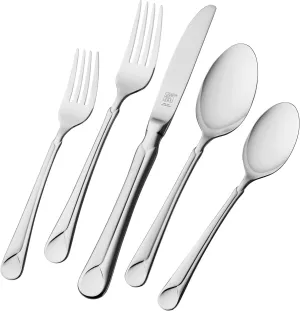 ZWILLING Provence 45-Piece Flatware Set, 18/10 Stainless Steel, Dual Mirror-Satin Finish, Service for 8, 5-piece placesetting plus 5 serving pieces